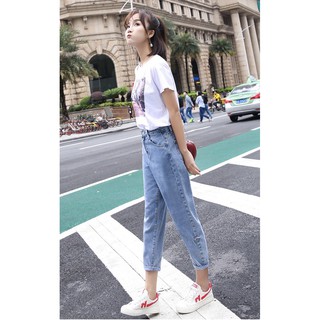 Quần jean, quần bò nữ, form baggy, rách 2 cạnh ống suông, rộng RC-00