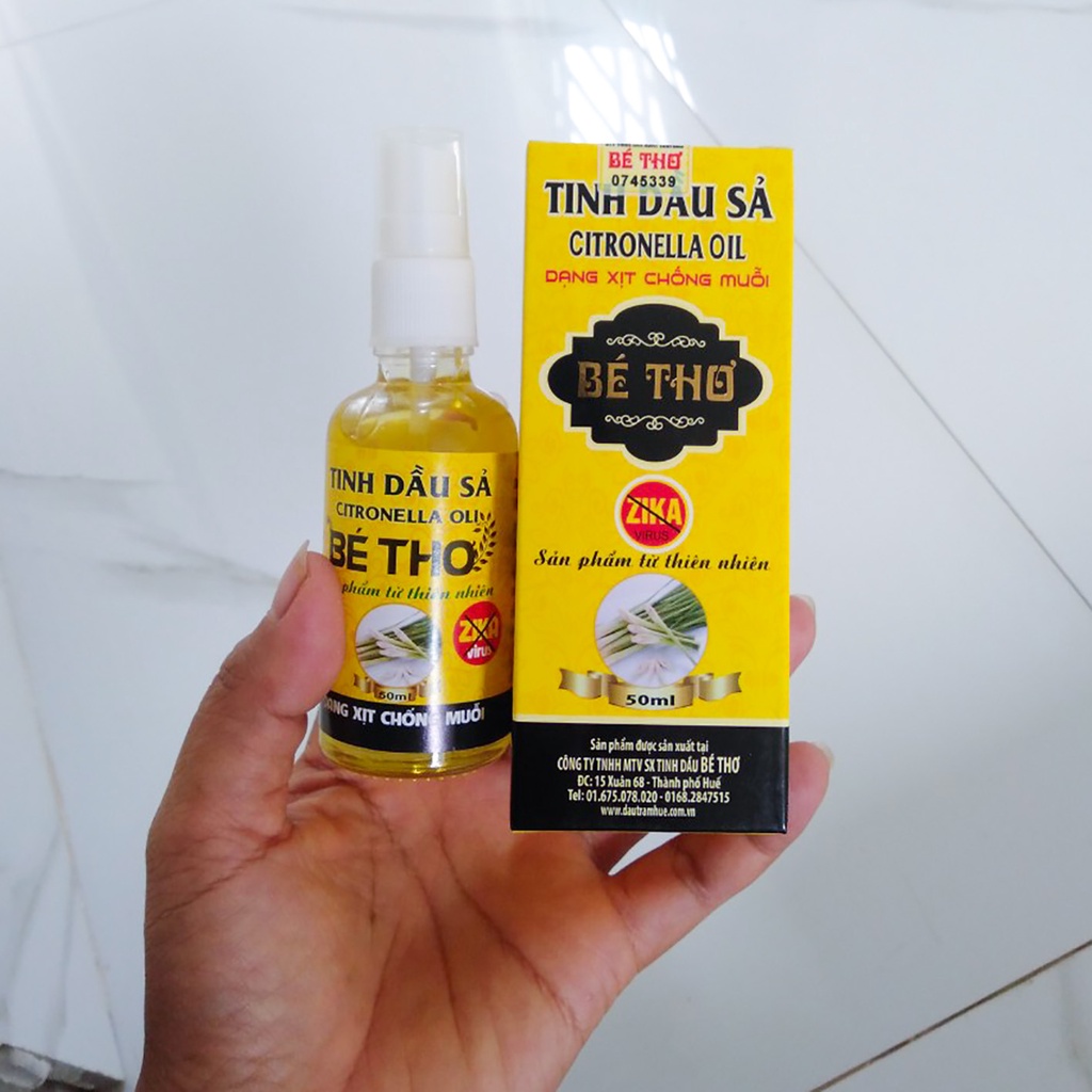 TINH DẦU SẢ NGUYÊN CHẤT "BÉ THƠ" HUẾ (DẠNG CHAI XỊT TIỆN DỤNG)