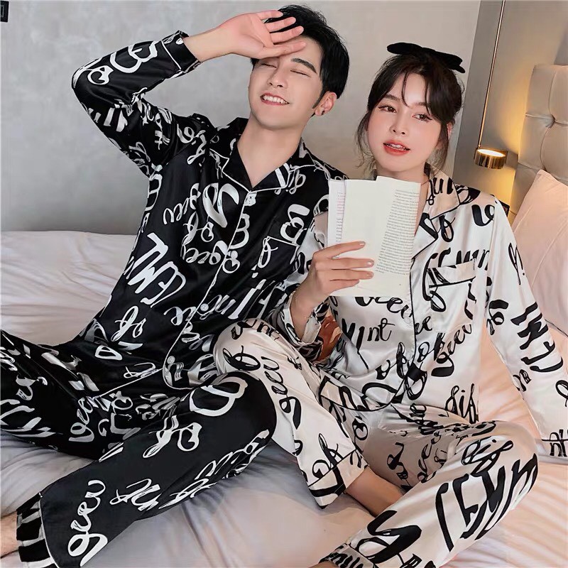 Bộ Pijama nam nữ chất lụa satin mềm mịn - Đồ mặc nhà cho nam và nữ mã JS329