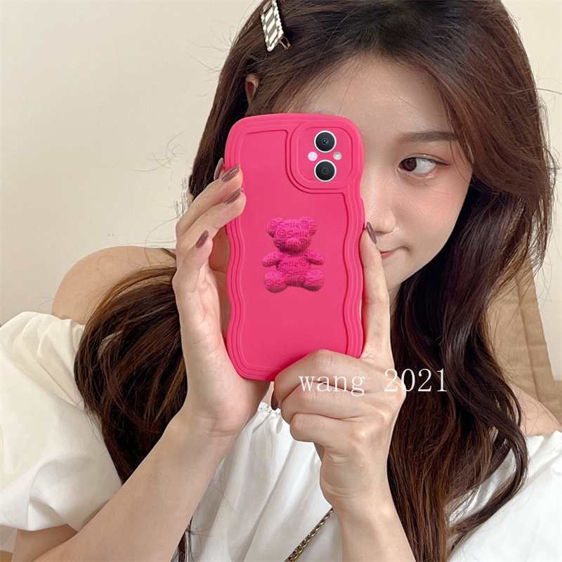 Ốp Điện Thoại Silicon Dẻo Màu Trơn Gắn Hình Gấu 3D Cho OPPO A77 Reno8 Z Reno7 Z Reno 8 7 Pro 5G 2022