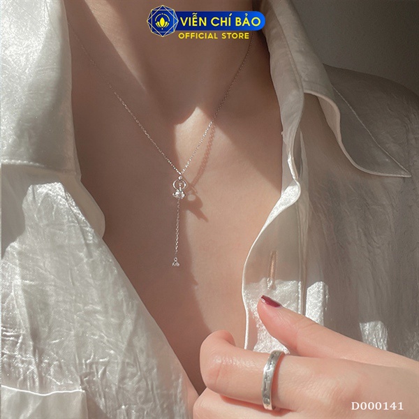 Dây chuyền bạc nữ mặt nhẫn đính đá chất liệu bạc 925 thời trang phụ kiện trang sức Viễn Chí Bảo D000141