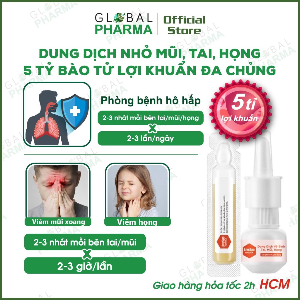 Xịt mũi Livespo Navax chuyên dụng - Bảo vệ hô hấp F1, giúp F0 chống nghẹt mũi, mất mùi (Hộp 1ống/4ống x 5ml+Bình Xịt)