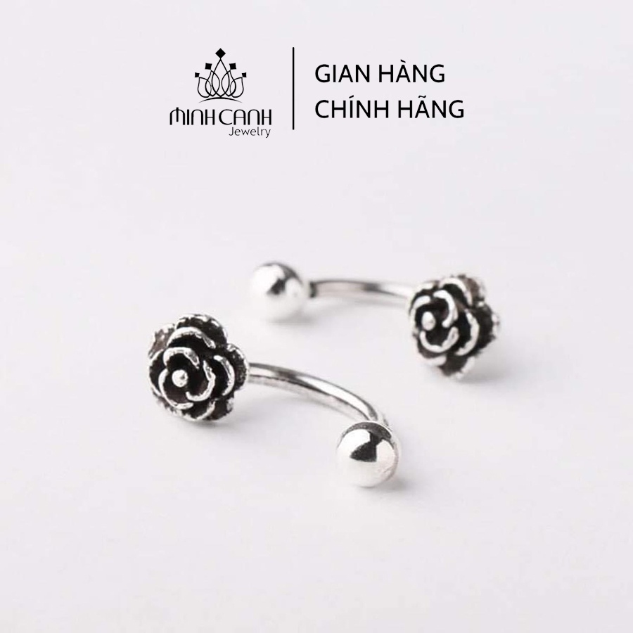 Bông Tai Bạc Hoa Hồng Đen Càng Cong Minh Canh Jewelry