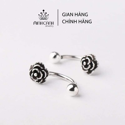 Bông Tai Bạc Hoa Hồng Đen Càng Cong Minh Canh Jewelry