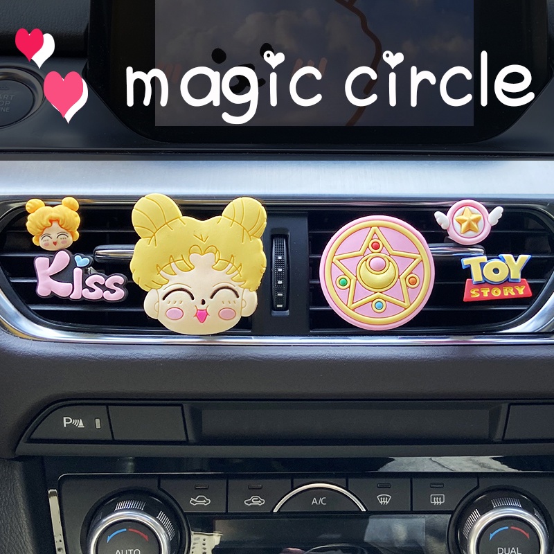 Bộ 6 Kẹp Khuếch Tán Nước Hoa Gắn Máy Điều Hòa Xe Hơi Hình Doraemon Mickey Minnie