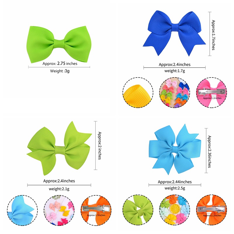 RainBow Bows Set 10 Kẹp Tóc Nơ Ruy Băng Cho Bé Gái