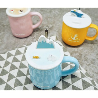 Cốc Sứ Nắp Dựng Điện Thoại Phong Cảnh Cute 450ml