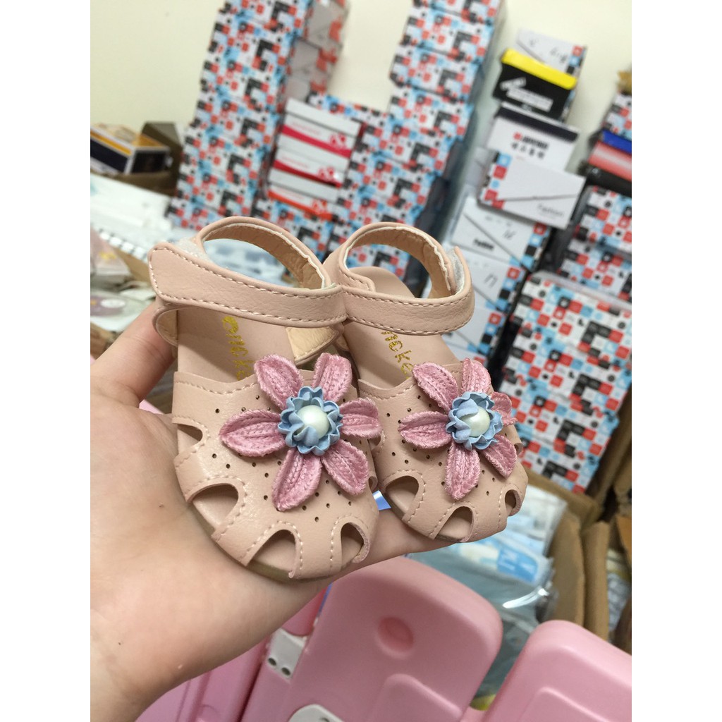 Sandal rọ đính hoa vải siêu xinh - giày bé gái Quảng Châu G43