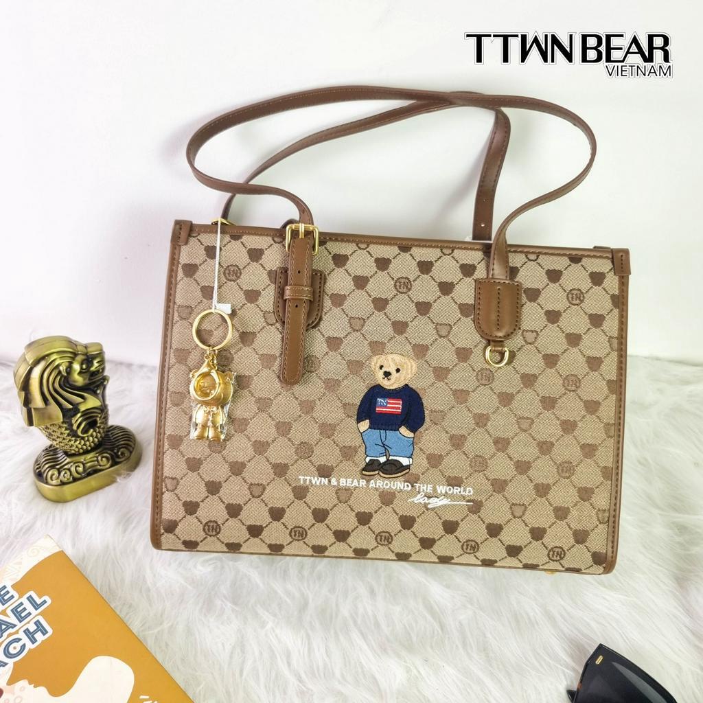 Túi tote TN3079 da thời trang công sở charm gấu TTWN BEAR