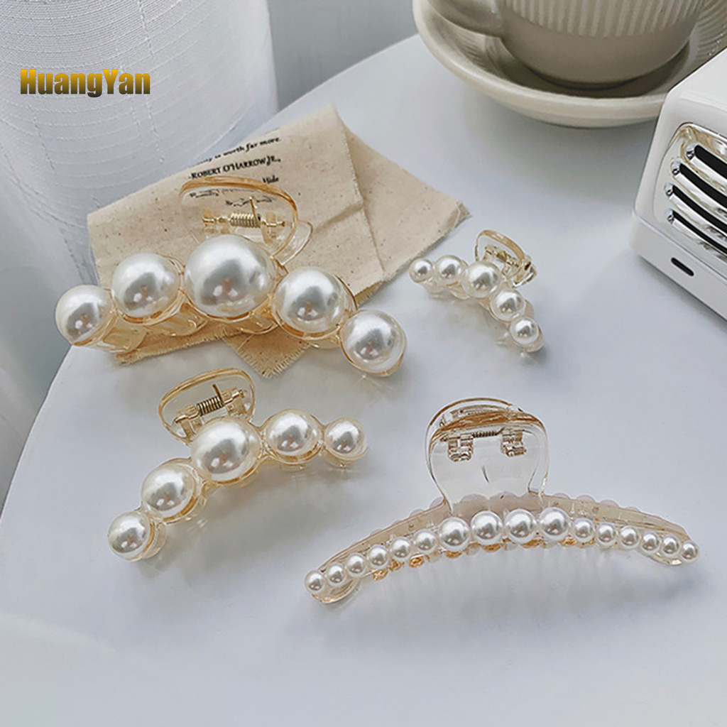 *DJTS* Faux Pearls Decor Banana Hair Claw Clip Styling Barrette Accessory for Women