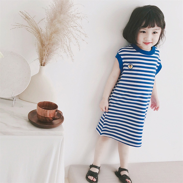 100% Cotton Baby Cloths Underwear Pyjamas Girl Clothing Baby Vest Girl Shirts Đầm Cotton Sát Nách Họa Tiết Sọc Ngang Cho Bé Gái 1-8 Tuổi