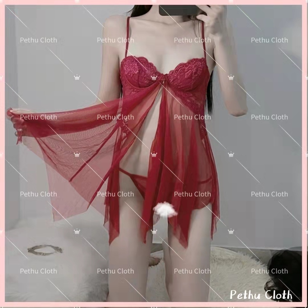 （Q1,HCM) có quần lót Váy ngủ 2 dây sexy có gọng cao cấp xuyên thấu cup ngang tôn dáng ngực 40-65kg--010