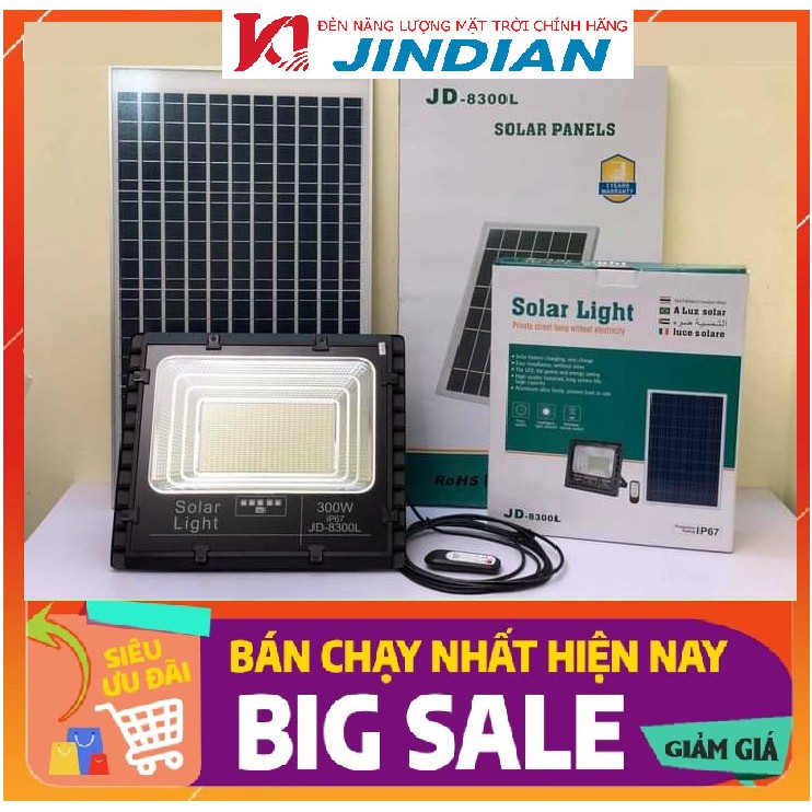 [Chính hãng] Đèn Jindian công suất đến 300W mã JD-8xxxL, Năng Lượng Mặt Trời, Pin cực trâu