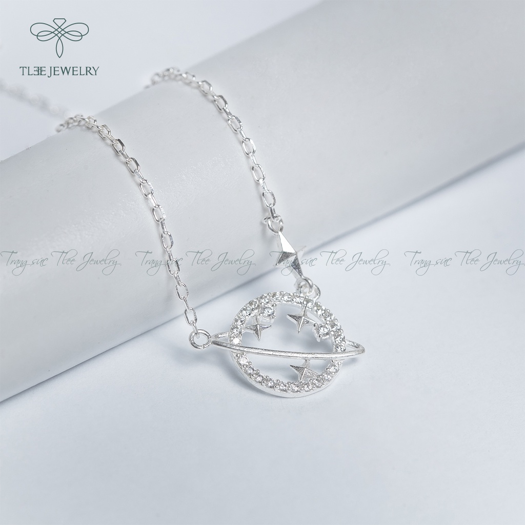 Dây chuyền bạc nữ TLEE mặt hành tinh galaxy nạm đá lấp lánh NCJ D0105
