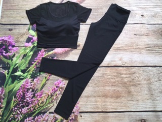 Bộ croptop phối lưới tay