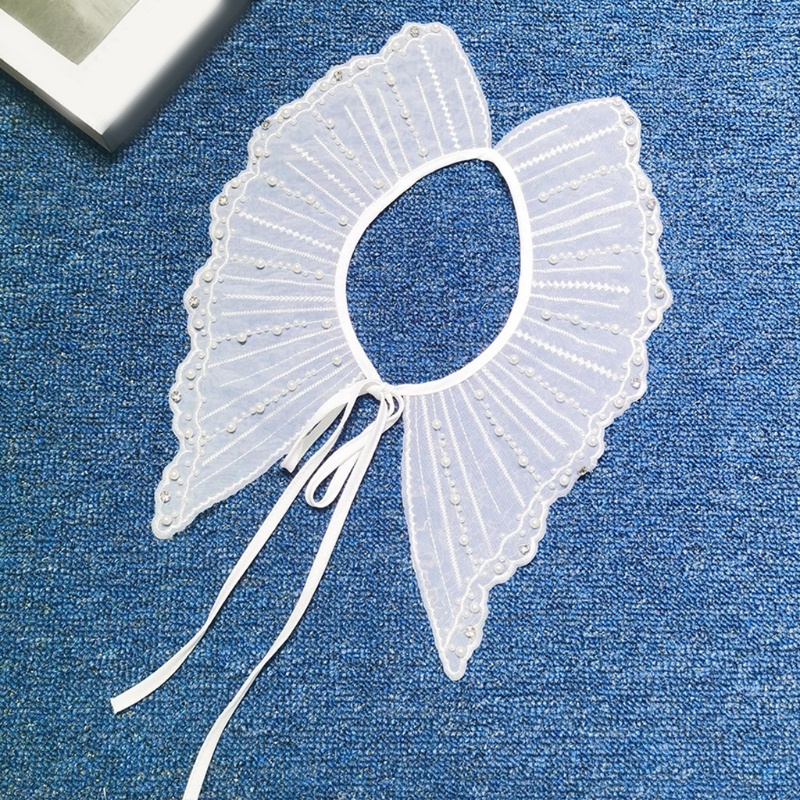 Khăn Choàng Cổ Đính Hạt Ngọc Trai Giả Thêu Họa Tiết Kẻ Sọc Sang Trọng Cho Nữ