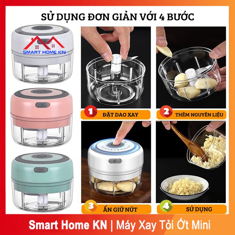 Máy xay tỏi ớt mini cầm tay đa năng sạc bằng điện - Máy xay sinh tố đa năng cầm tay mini 300ml