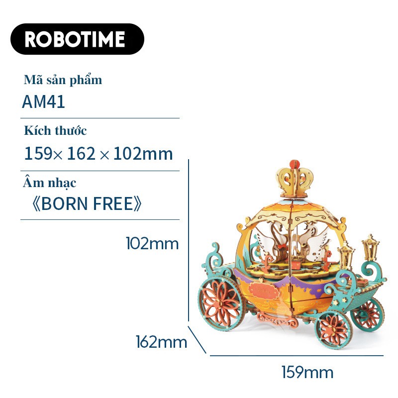 [BẢN QUỐC TẾ TIẾNG ANH] Mô hình Hộp âm nhạc - Đồ chơi lắp ráp bằng gỗ 3D - Robotime