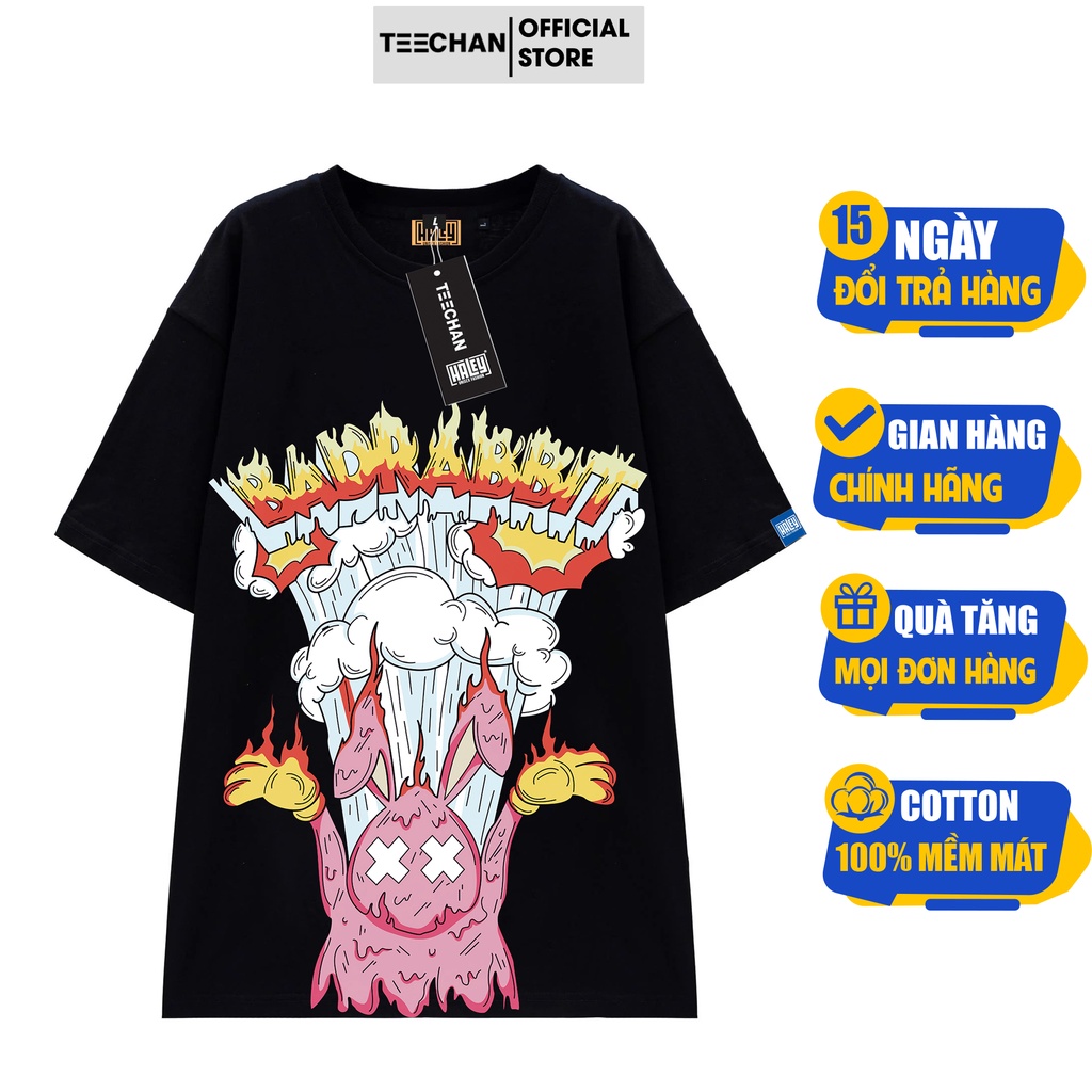 Áo Thun Unisex Tay Lỡ Form Rộng Nam Nữ Thỏ Rabbit vải cotton phong cách Hàn Quốc Ulzzang TN24 TEECHAN
