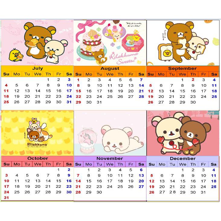 Lịch rilakkuma để bàn mini 2022 LMI14 12x9 cm