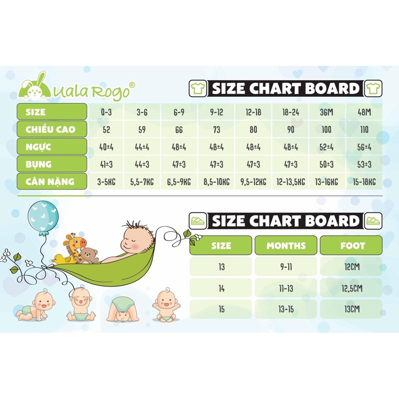 Uala rogo Bộ 0-9m sợi tre UALA ROGO trai gái