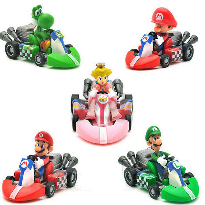 Set 6 Mô Hình Nhân Vật Game Super Mario Bros Kart 5.5cm