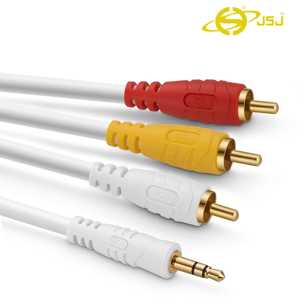 Dây tín hiệu đầu 3 ly (3.5mm) ra 3 đầu bông sen (AV/RCA) JSJ 3701 dài 1.8m - 5m dây đúc liền mạch, dễ uốn cong