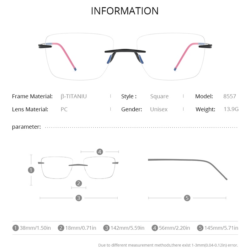 Mắt kính gọng vuông bằng titan siêu nhẹ phong cách Nhật Bản thời trang mới 2021