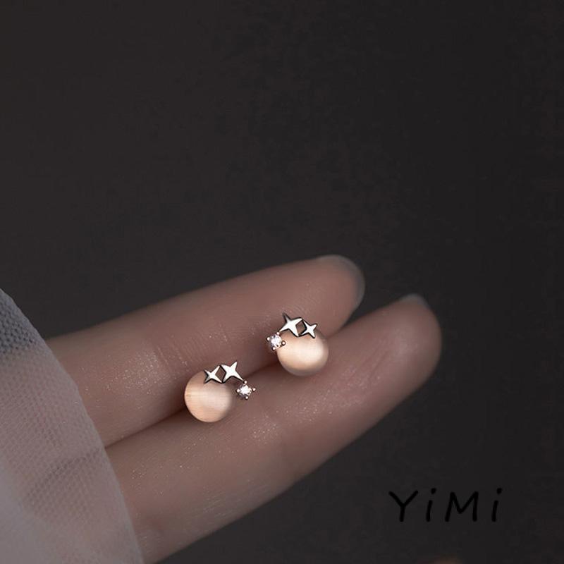Bông Tai Mạ Bạc 925 Hình Ngôi Sao Đính Đá Opal Đơn Giản Sang Trọng Cho Nữ