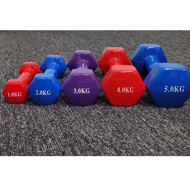 Tạ tay nữ 1-6 kg gang bọc cao su, chống trơn trượt, chống vỡ sàng