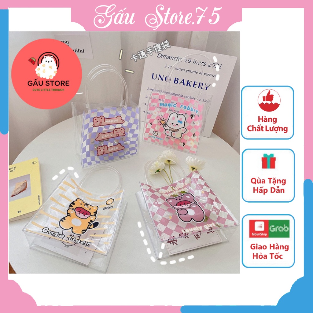 Túi Nhựa Dẻo Mini Trong Suốt Kute Kích Thước 21x21cm Dùng Đựng Đồ Đi Chơi Đi Biển Dạo Phố Siêu Xinh