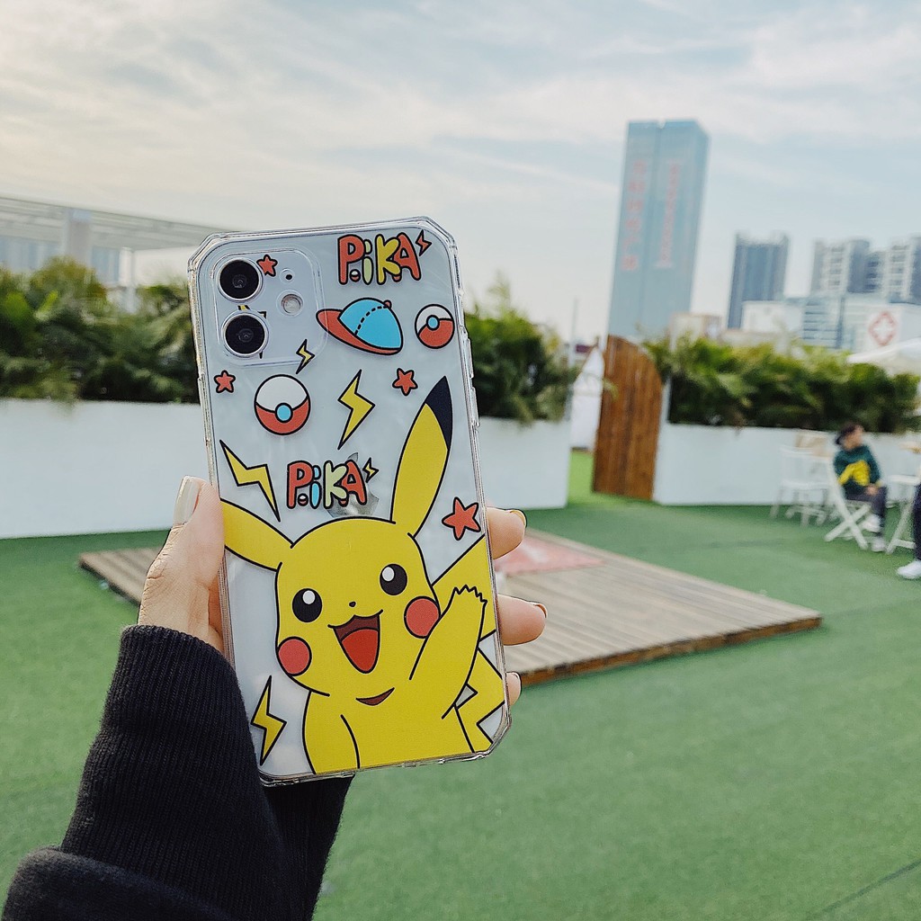 Kawaii Pikachu Dày TPU Dành Cho iPhone SE2 I7 I8 X XR I11 I12 Đệm Không Khí Cube Vỏ