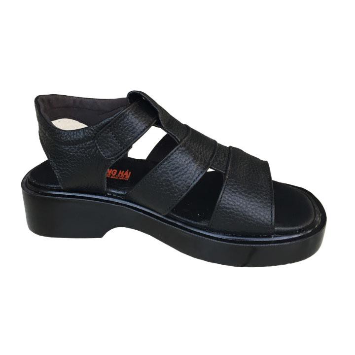 Xăng đan nam da bò màu đen đế PU cao 4.5cm FORM NHỎ HƠN 1 SIZE