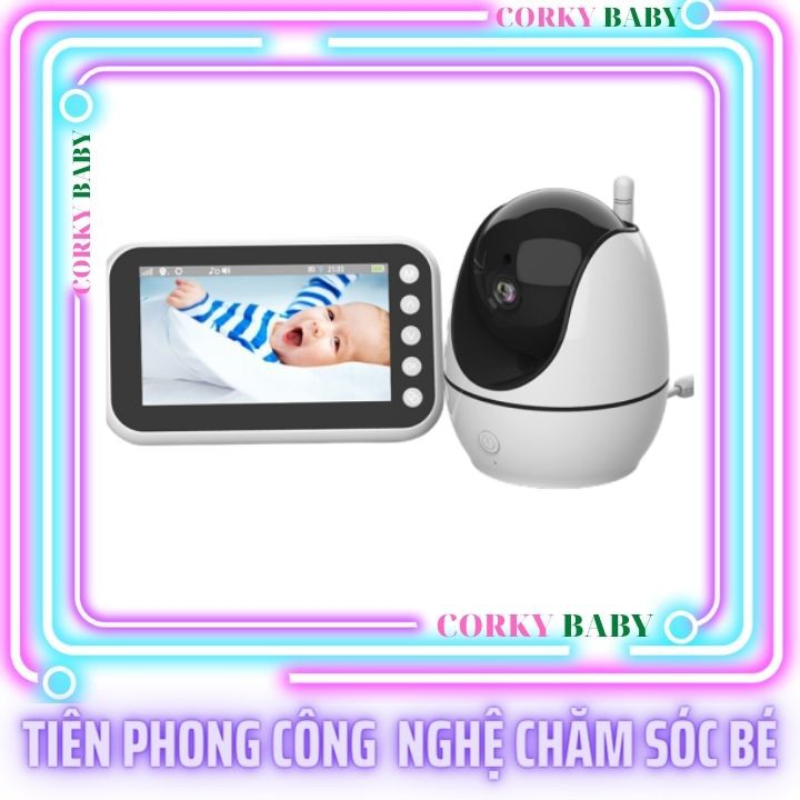 Máy báo khóc Corky baby cao cấp MBK502  Màn hình lớn 4.5in siêu net, xoay 360