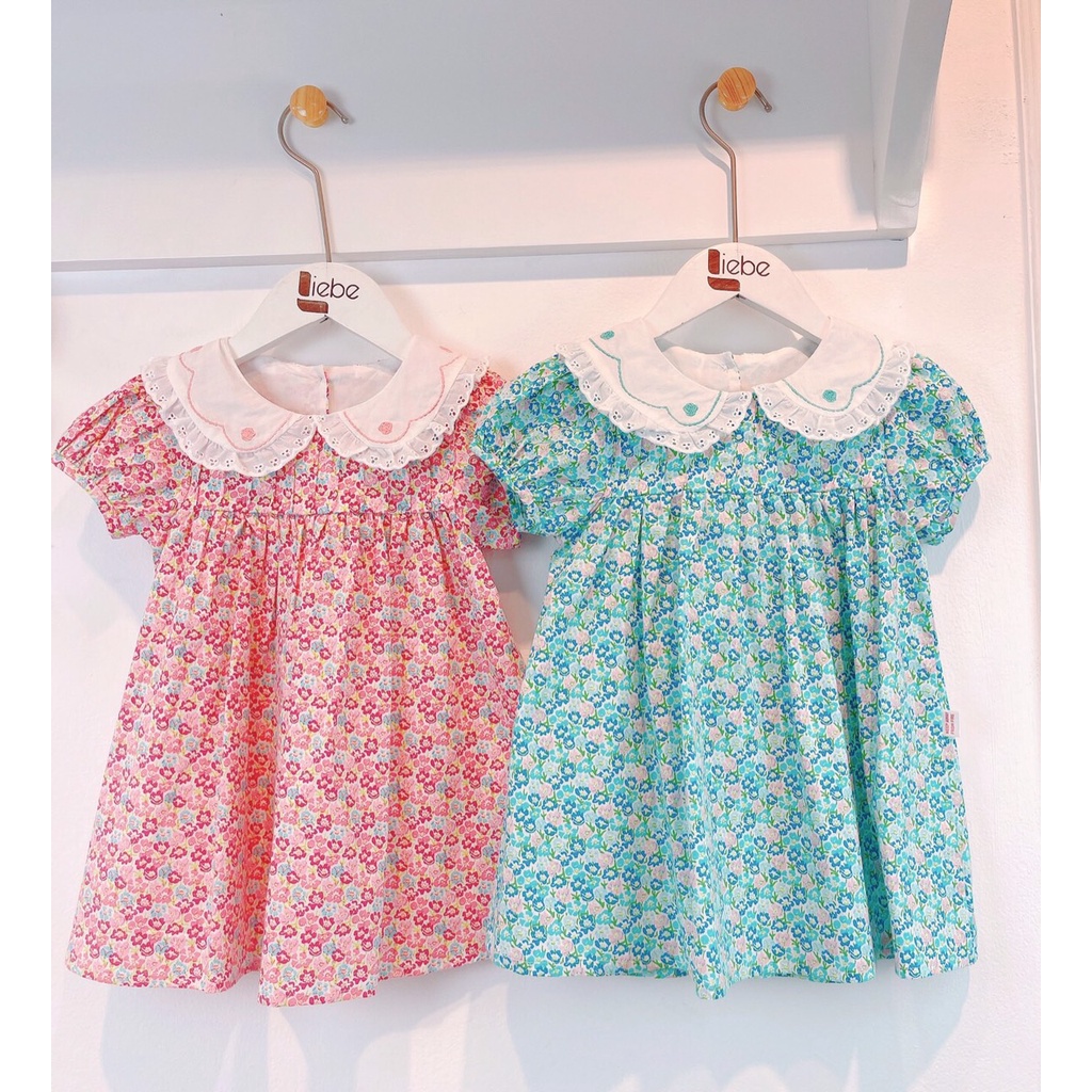 Váy ren tiểu thư màu trắng, vàng 1-10y