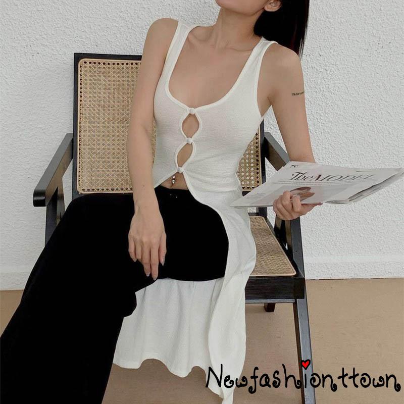 Áo Thun Không Tay Cổ Chữ U Màu Trơn Thời Trang Mùa Hè Dành Cho Nữ
