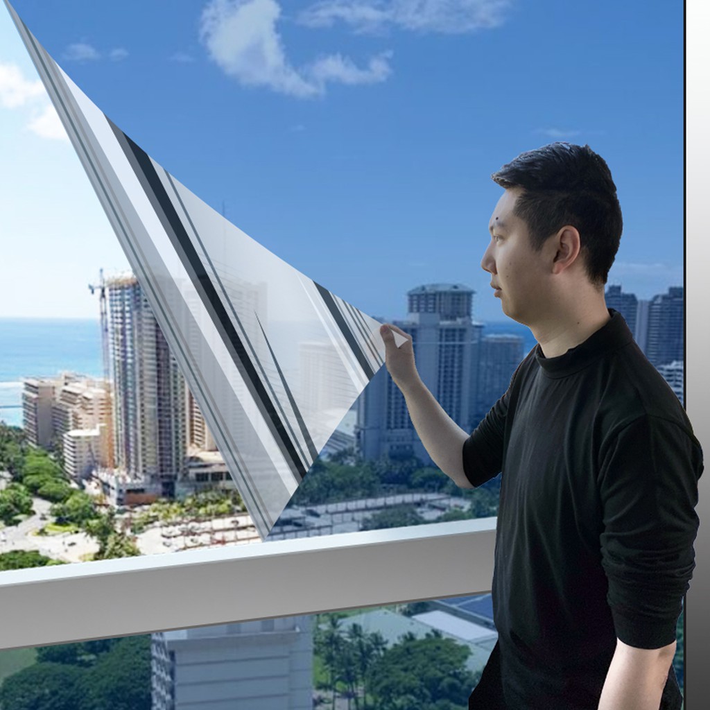 Phim cách nhiệt cửa sổ chống nắng , giấy dán kính phản quang cửa kính phòng ngủ
