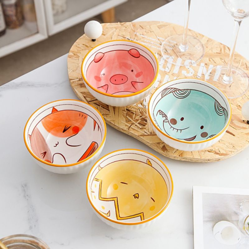 Bát Ăn Cơm Gốm Sứ Hình Thú, Chén Ăn Cơm Gia Đình Decor Nhà Bếp Siêu Xinh