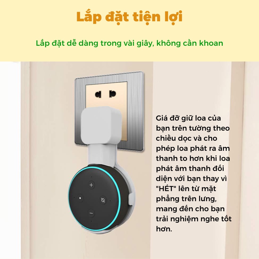 GIÁ ĐỠ TREO GẮN TƯỜNG CHO LOA ECHO DOT 3 MÀU ĐEN, TRẮNG TIỆN LỢI