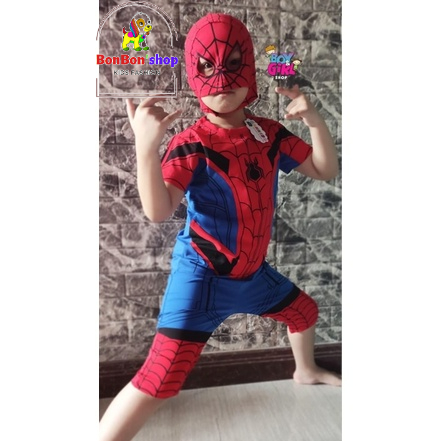 SNN13# TẶNG MẶT NẠ Đồ siêu nhân cho bé trai, quần áo siêu nhân, siêu nhân nhện cho bé trai từ 1 tuổi đến 6 tuổi.