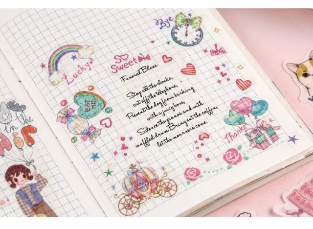 Set 40 sticker washi trang trí theo chủ đề