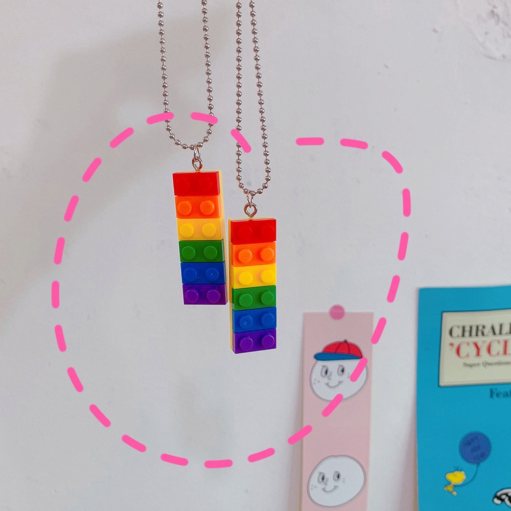 Dây chuyền hình khối  màu cầu vồng cho unisex