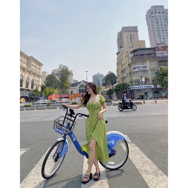 MAXI XANH RỚT VAI DÂY CỔ YẾM CUTOUT LƯNG BOCHUN | BigBuy360 - bigbuy360.vn