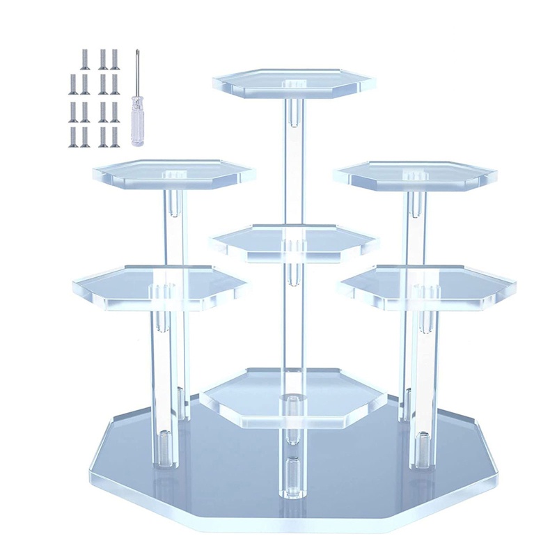 Đế Trưng Bày Búp Bê Hình Lục Giác Bằng Acrylic Trong Suốt