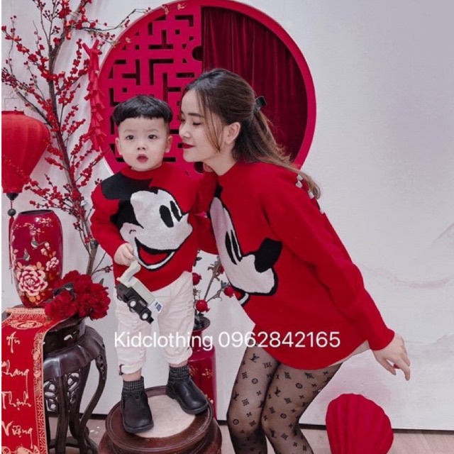 Áo len mickey cặp Mẹ và bé siêu xinh Chuẩn L1