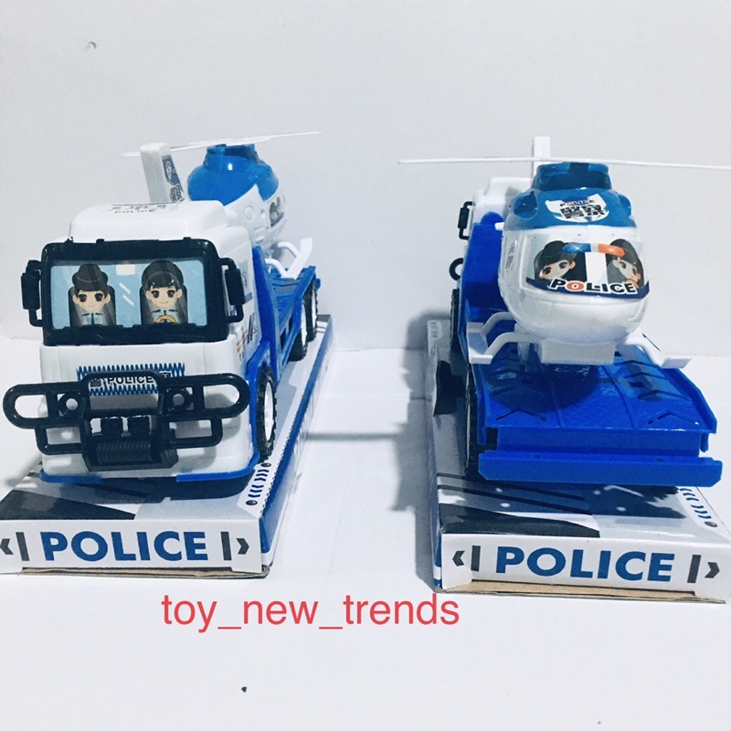 Đồ chơi ô tô, xe police chở máy bay .Xe chạy lực đà, kích thước 26cm x 6cm