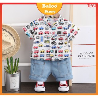 Set bộ quần áo cộc tay in hình cho bé trai bé gái (7 - 18kg) Baloo Store