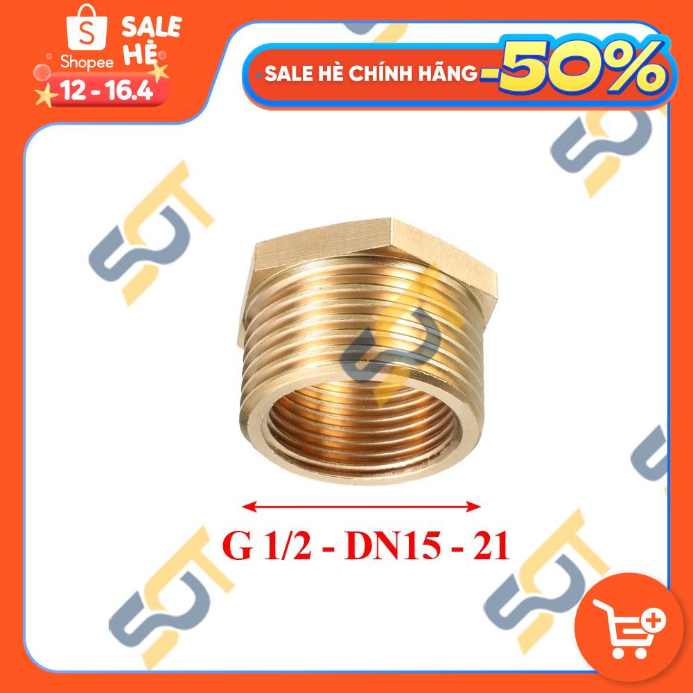 [NỐI CHUYỂN REN] G 1/2 DN15 21 Ren ngoài lớn nối ren trong nhỏ tùy chọn bằng đồng (bush male to female) Cả rá Lơ ngược