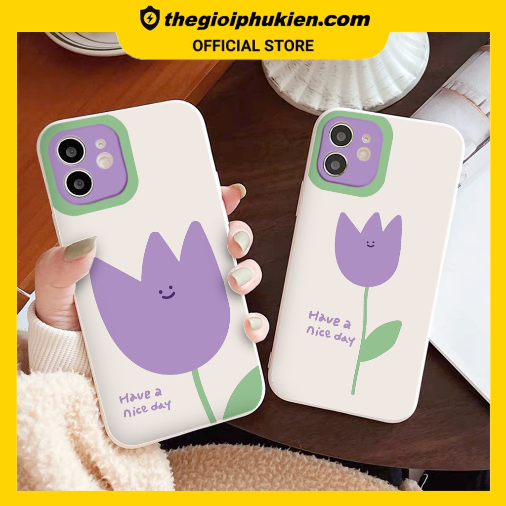 Ốp iphone - Ốp lưng iphone cạnh vuông viền camera Hoa mặt cười dành cho ip 6 đến 14promax - ng179