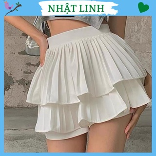 Chân váy xếp ly nữ nhật linh chân váy ngắn 2 tầng cạp cao xòe bồng hottrend - cv307